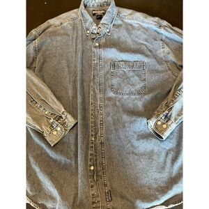 Steve & Barrys Relaxed‎ Fit Blue Denim Long Sleeve Button Down Shirt XL